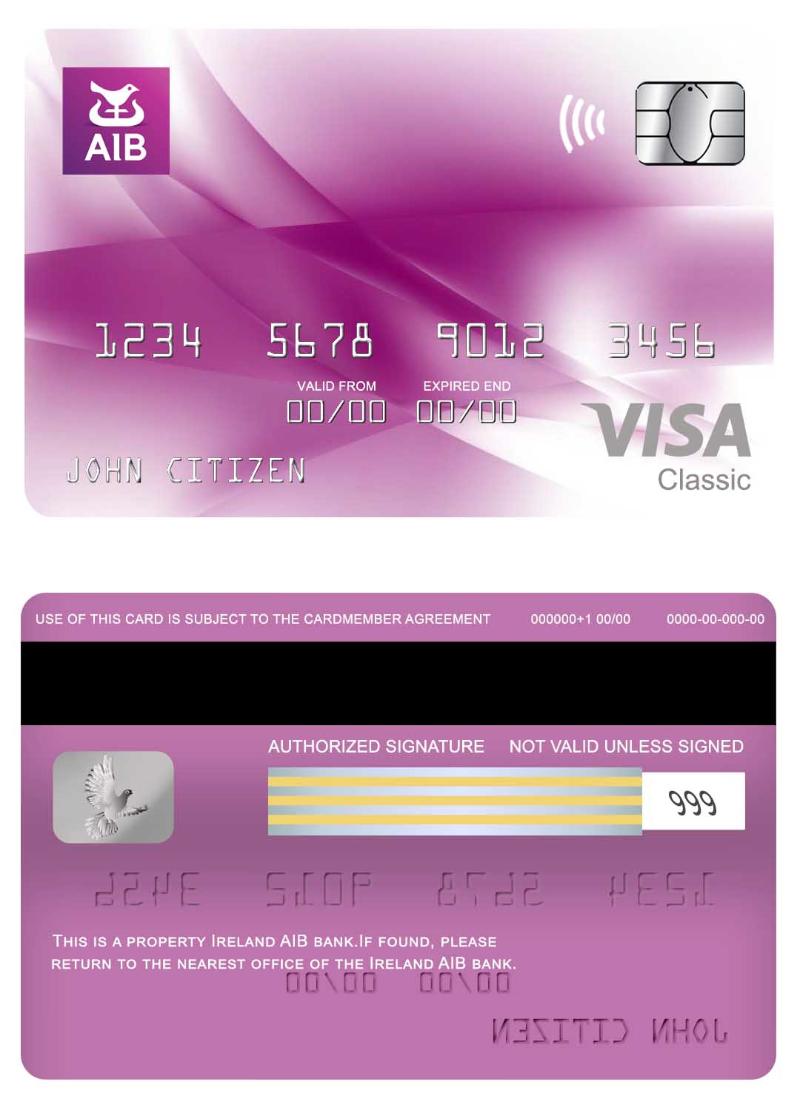 Ireland AIB bank visa classic card